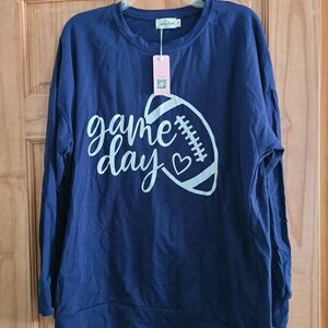 Game Day Navy Blue Lightweight Sweatshirt